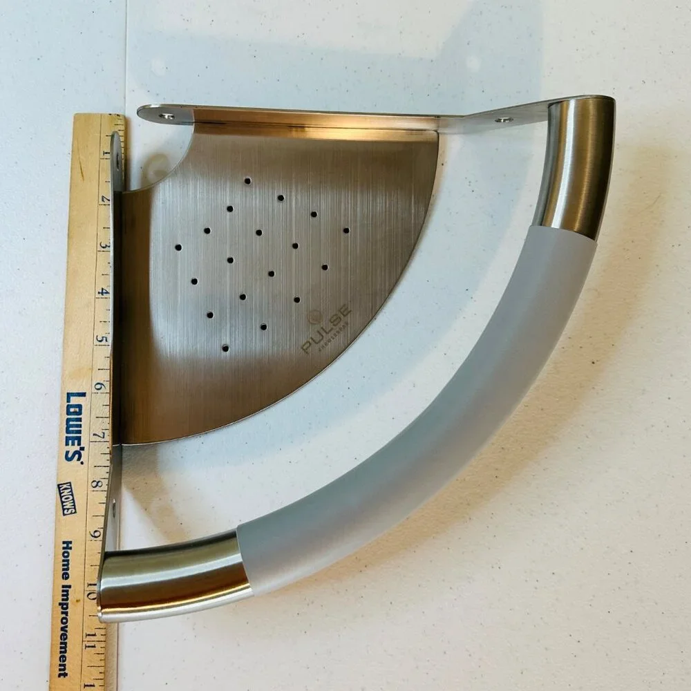 ErgoCornerBar with Ergonomic Soft Grip and Corner Shelf Stainless Steel